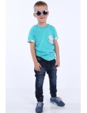 Jungen-T-Shirt mit Tasche, Mint NDZ4477 – Online-Shop – Boutique